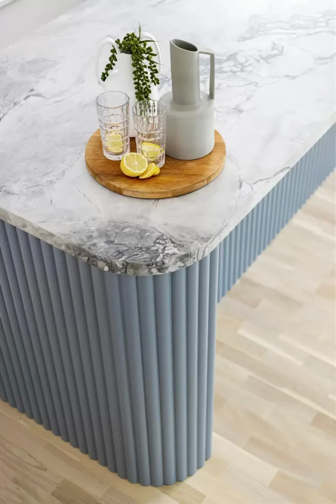 fluted bench detail in a dee why kitchen