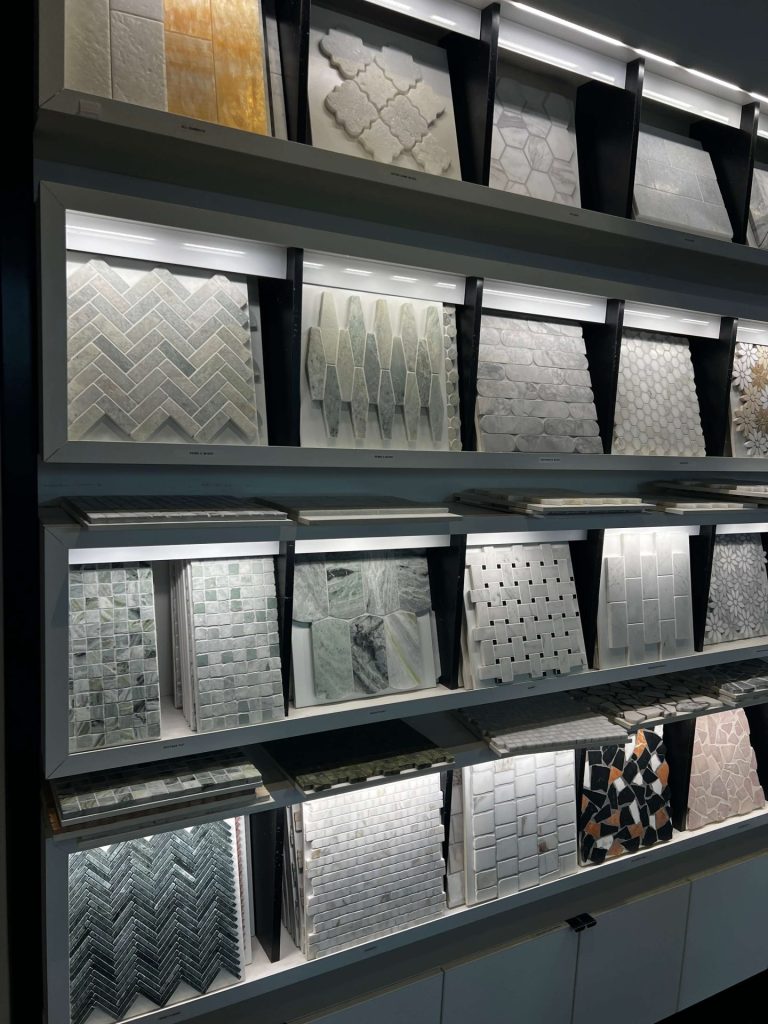 tiles on display in  showroom