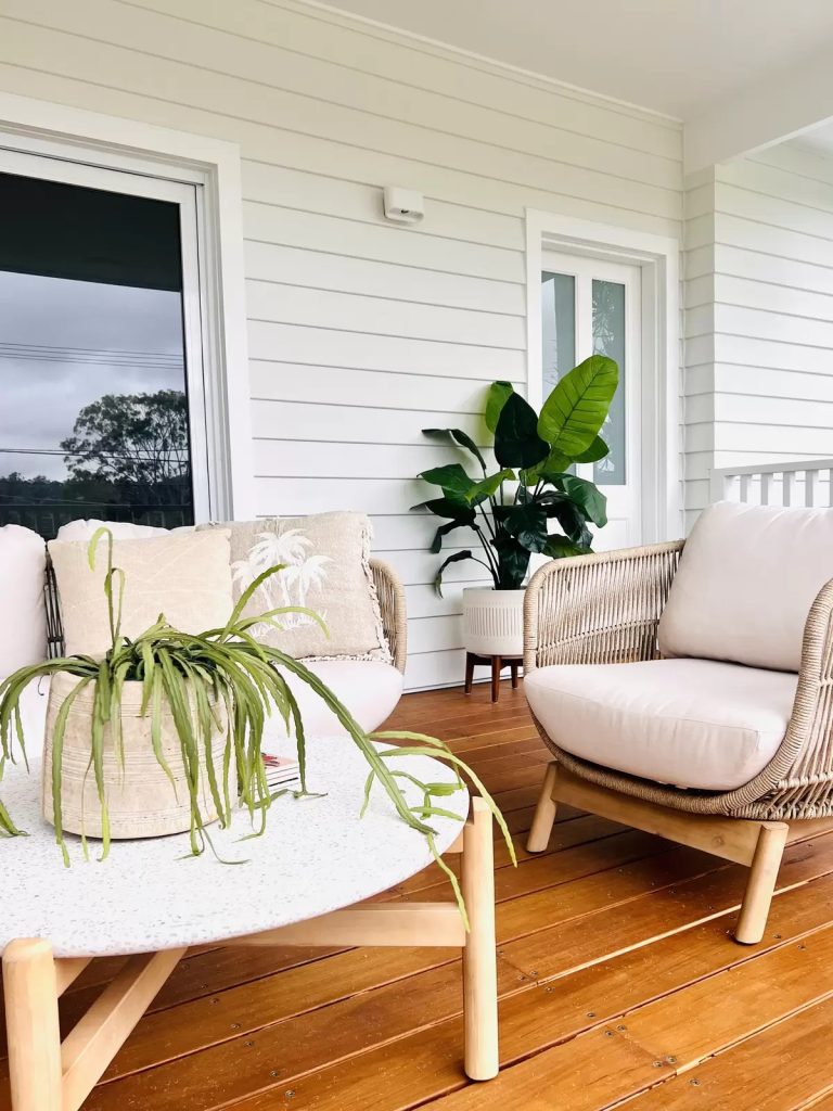 neutral costal styled outdoor deck