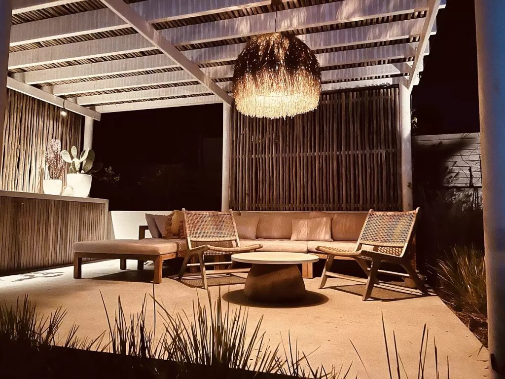 subtly light african themed outdoor area