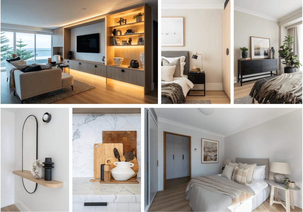 Collage of images from a completed Interior Design project in Manly Sydney