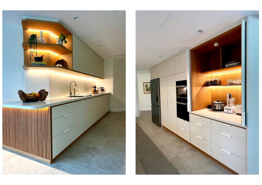Custom designed kitchen in Turramurra Sydney featuring integrated joinery lighting