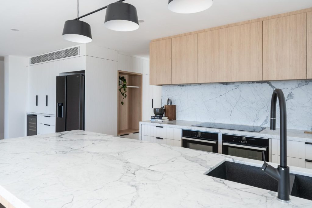 Marble benchtop in full apartment renovation in Manly, Sydney