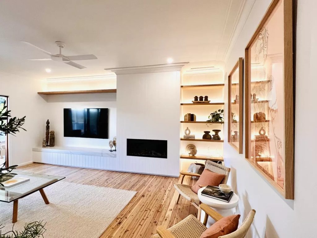 Beautifully styled living space in a home renovation, Frenchs Forest, Sydney.