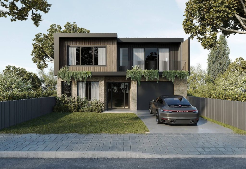 Rendered Image of a new build property in Manly Vale, Sydney. Image credit LPC builders