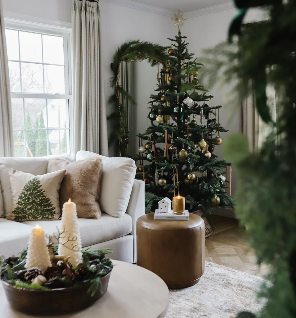 Scandi Christmas decorated living room