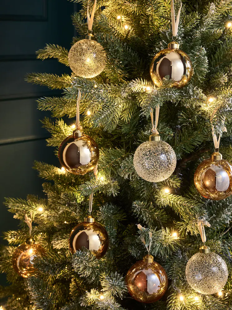 gold and glass christmas baubles