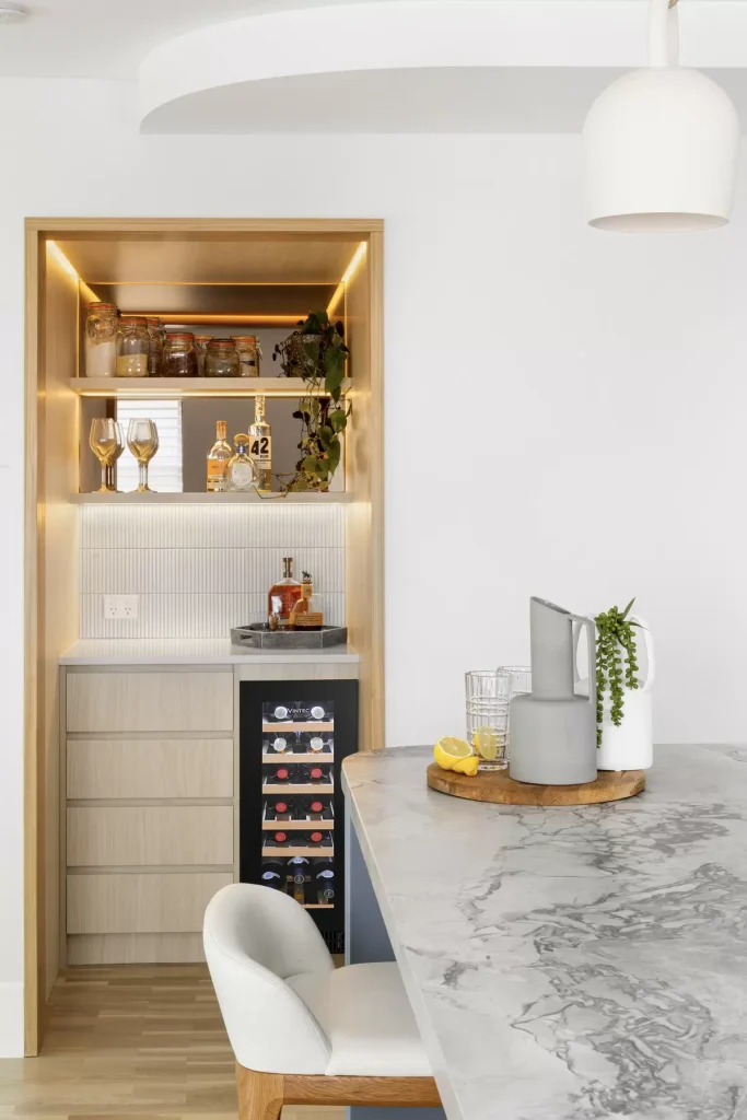 Bar nook in an apartment renovation in Dee Why