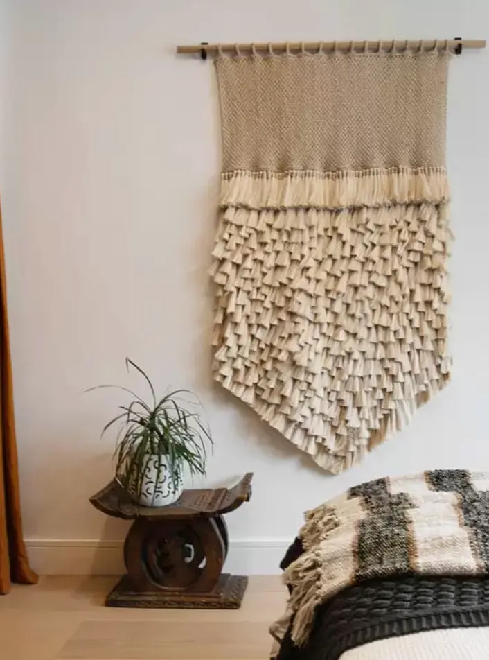 Textured wall hanging in a bedroom in Manly Vale