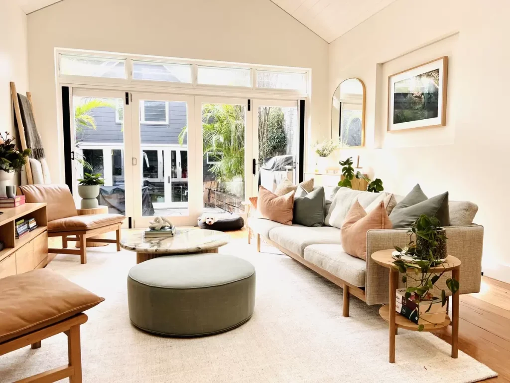 soft warm colour palette in a Manly living room